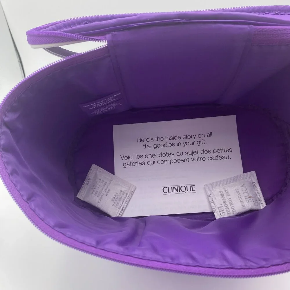 Clinique Beauty Set-Dark Purple Pouch,Face Scrub,Eye Cream&SpotCorrector-5pc-NEW